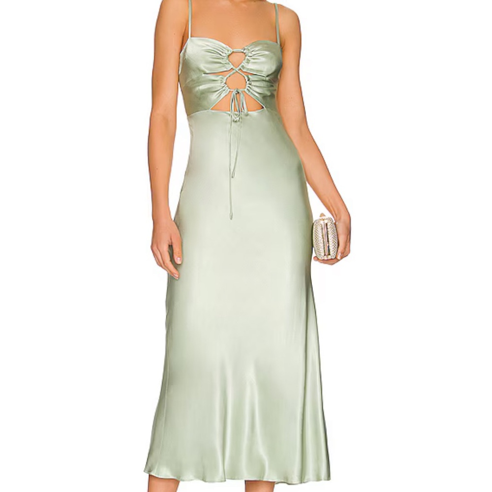 Shona Joy Felicity Lace Up Midi Dress in Thyme